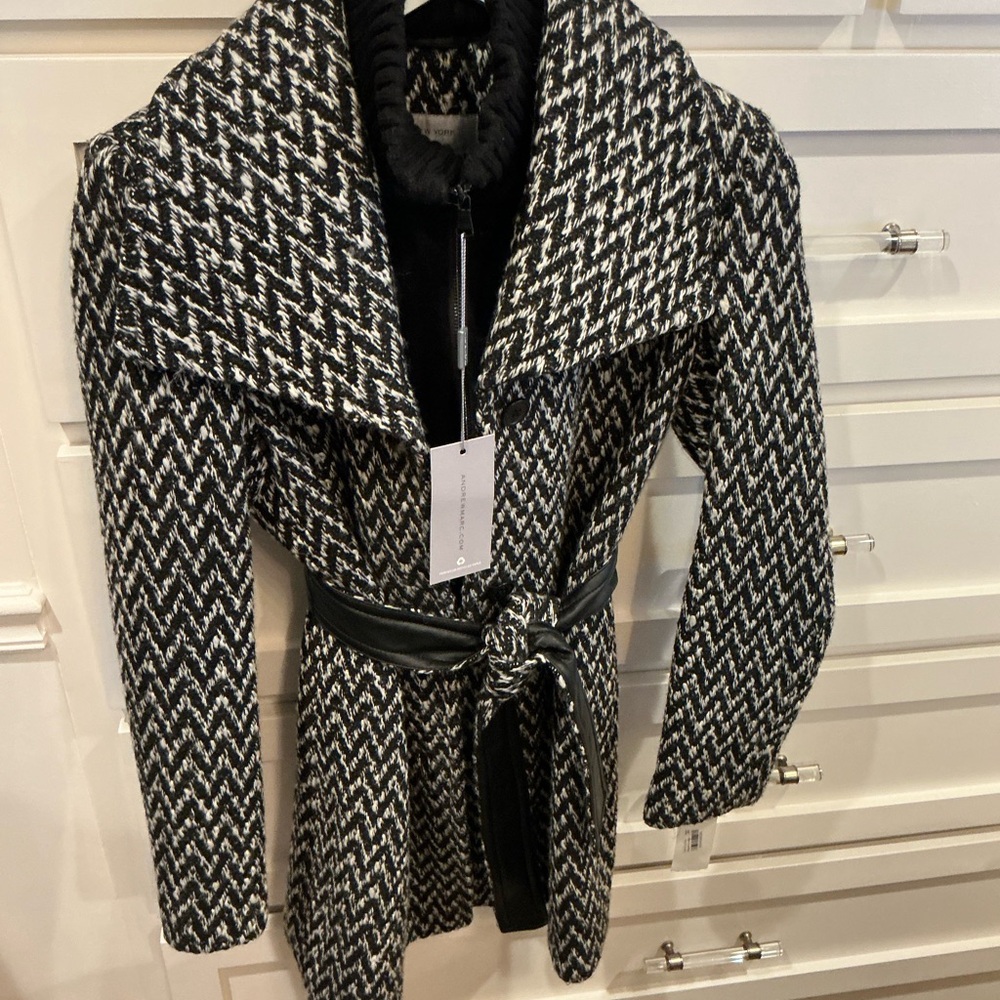 Marc New York Black and White herringbone pattern coat Brand New with Tags! - Picture 3 of 11